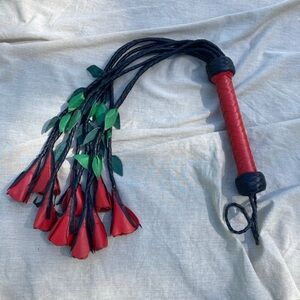 Leather play crop whip cat o nine tails new